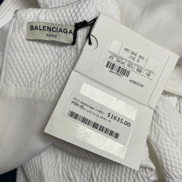 NWT BALENCIAGA White Quilted Shift Dress - Picture 12 of 15